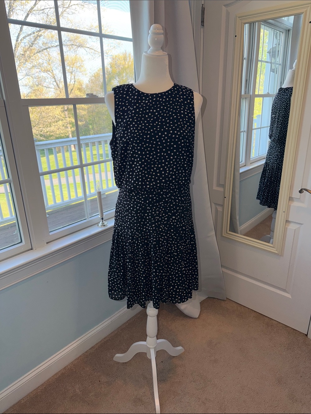 Ann Taylor Black Sleeveless Polka Dot Mini Dress